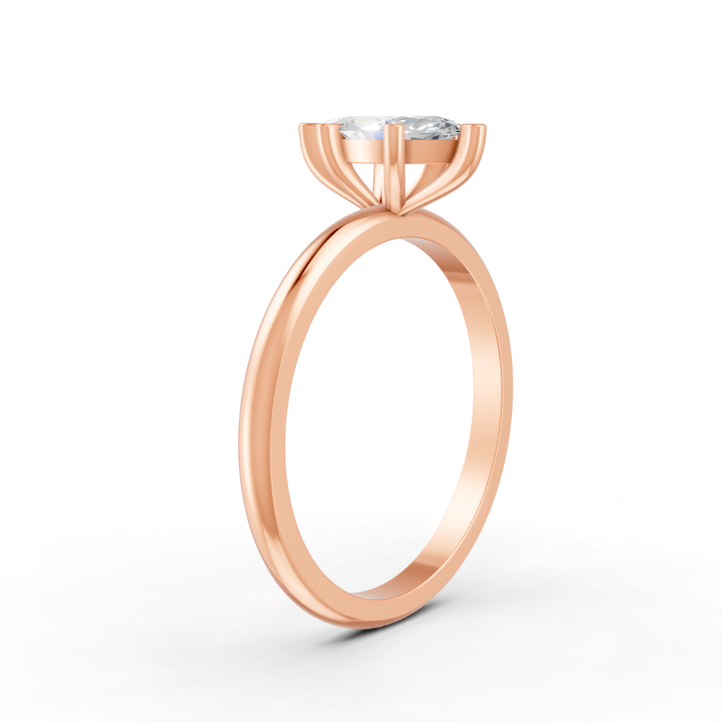 Marquise Cut Real Moissanite 6 Prong Solitaire Ring 14K Gold Plated : FJ_061