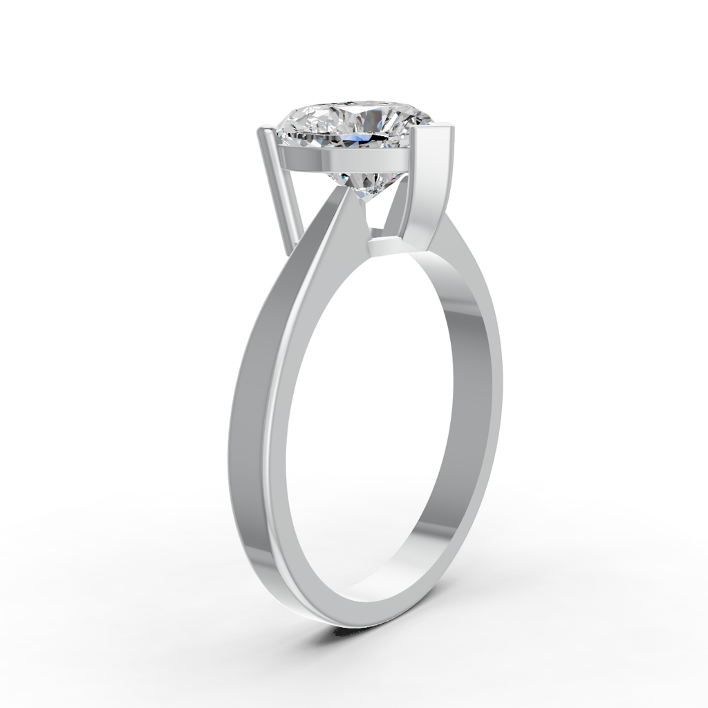 Heart Cut Real Moissanite V Prong Solitaire Ring 14K Gold Plated : FJ_058