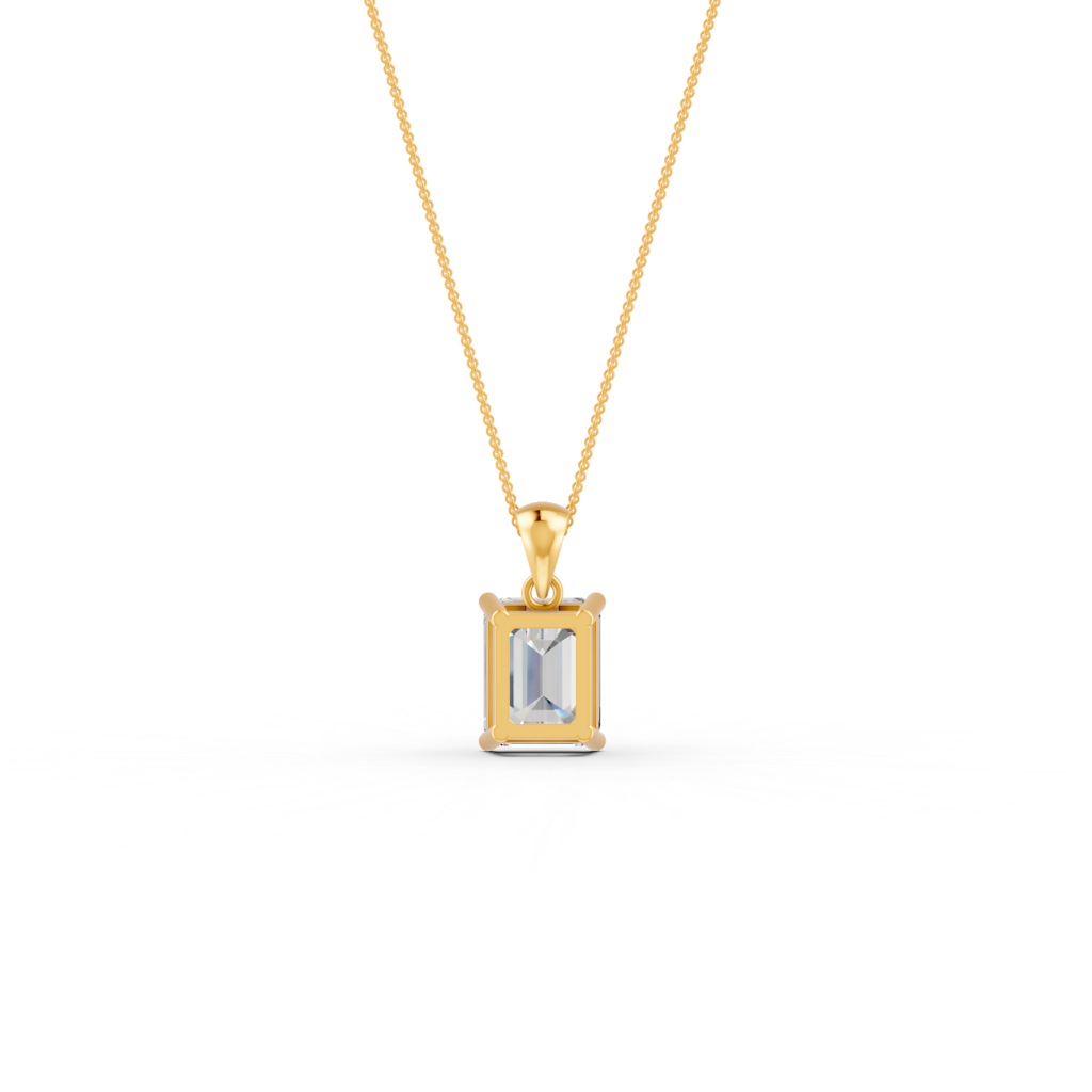 Emerald Cut Moissanite Solitaire Pendant Necklace In 14K Gold Plated : FJ_070