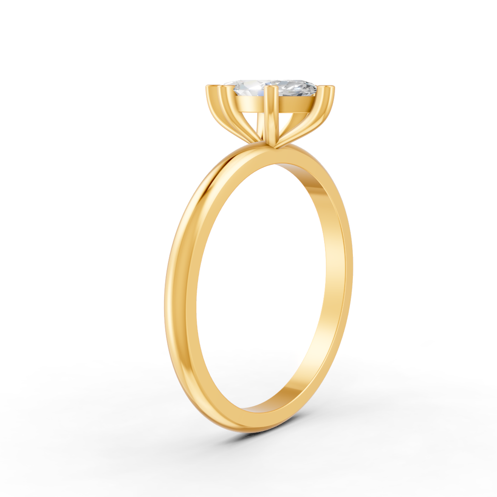 Marquise Cut Real Moissanite 6 Prong Solitaire Ring 14K Gold Plated : FJ_061