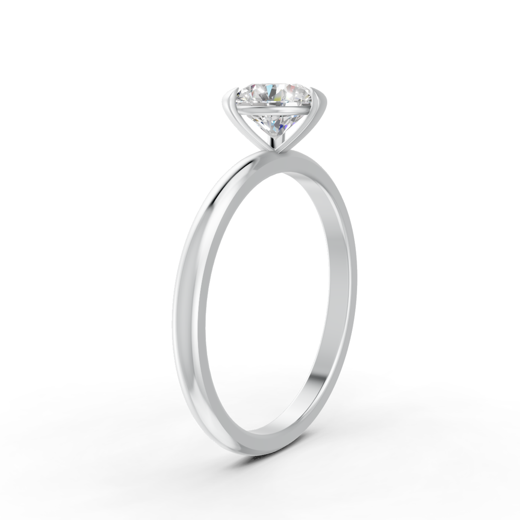 Round Cut Moissanite 3 Prong Solitaire Engagement Ring 14K Gold Plated : FJ_045