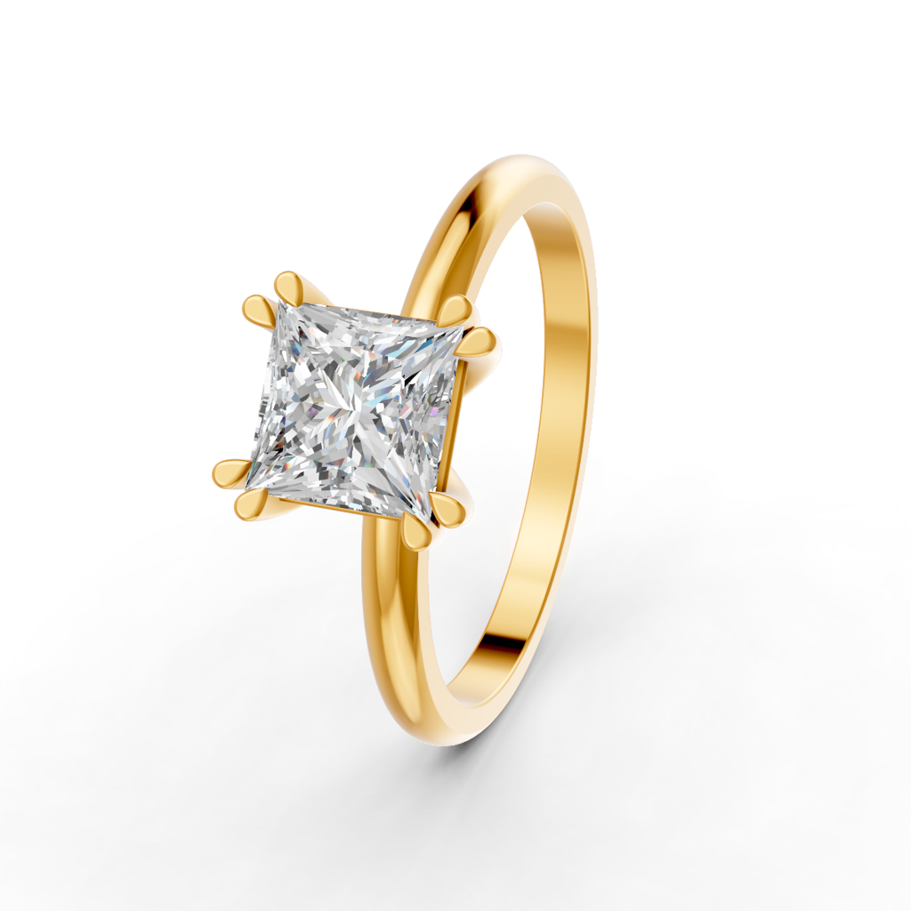 Oval Cut Real Moissanite 4 Double Prong Solitaire Ring 14K Gold Plated : FJ_066