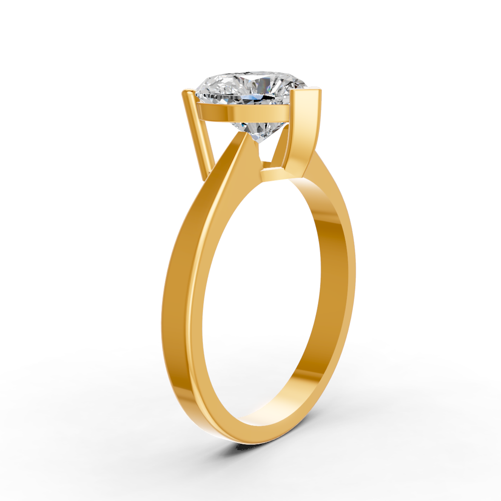 Heart Cut Real Moissanite V Prong Solitaire Ring 14K Gold Plated : FJ_058