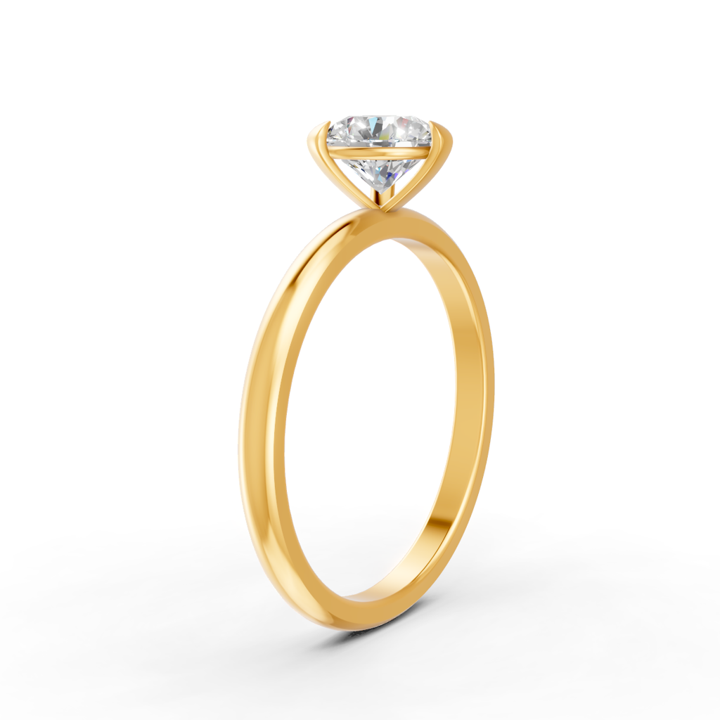 Round Cut Moissanite 3 Prong Solitaire Engagement Ring 14K Gold Plated : FJ_045