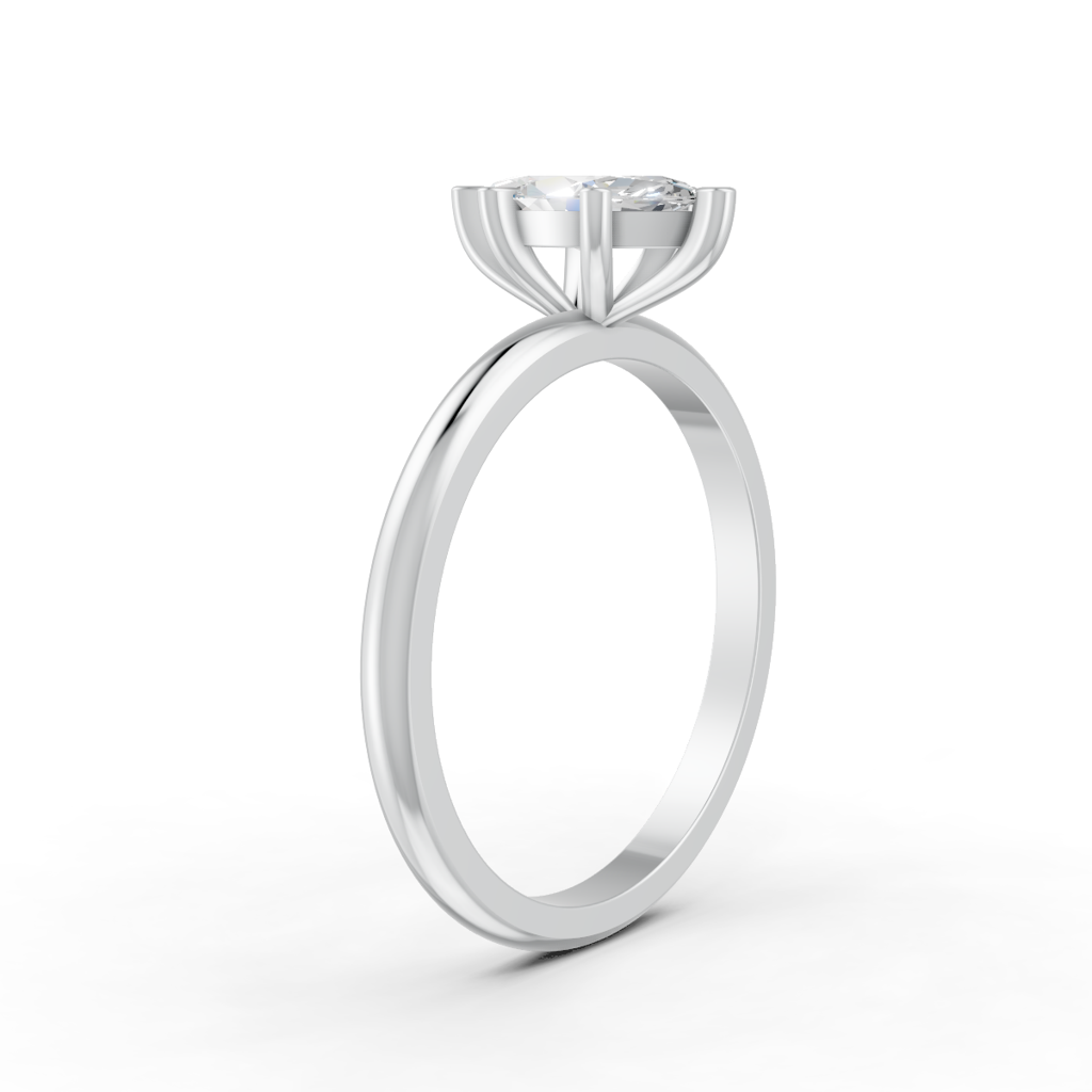 Marquise Cut Real Moissanite 6 Prong Solitaire Ring 14K Gold Plated : FJ_061