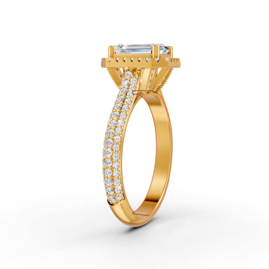 Princess Cut Moissanite Women Halo Engagement Ring 14K Gold Plated : FJ_083