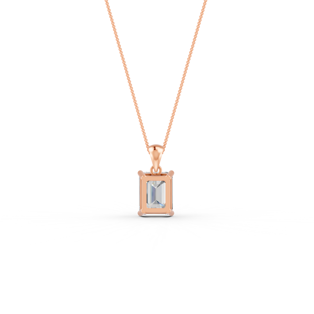 Emerald Cut Moissanite Solitaire Pendant Necklace In 14K Gold Plated : FJ_070