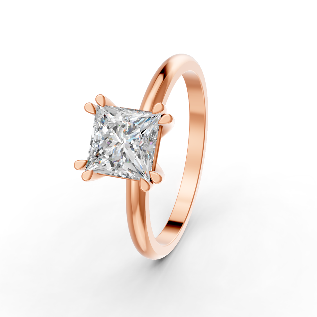 Oval Cut Real Moissanite 4 Double Prong Solitaire Ring 14K Gold Plated : FJ_066