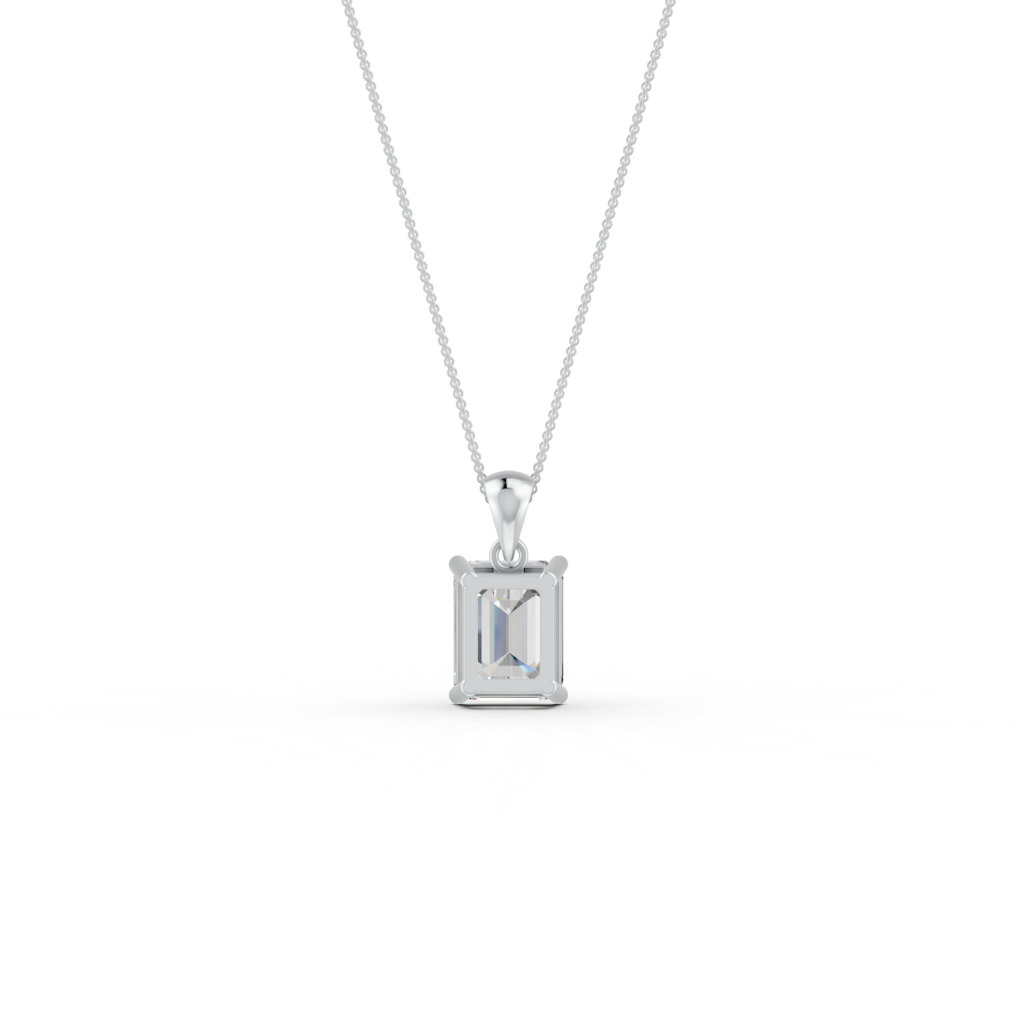 Emerald Cut Moissanite Solitaire Pendant Necklace In 14K Gold Plated : FJ_070