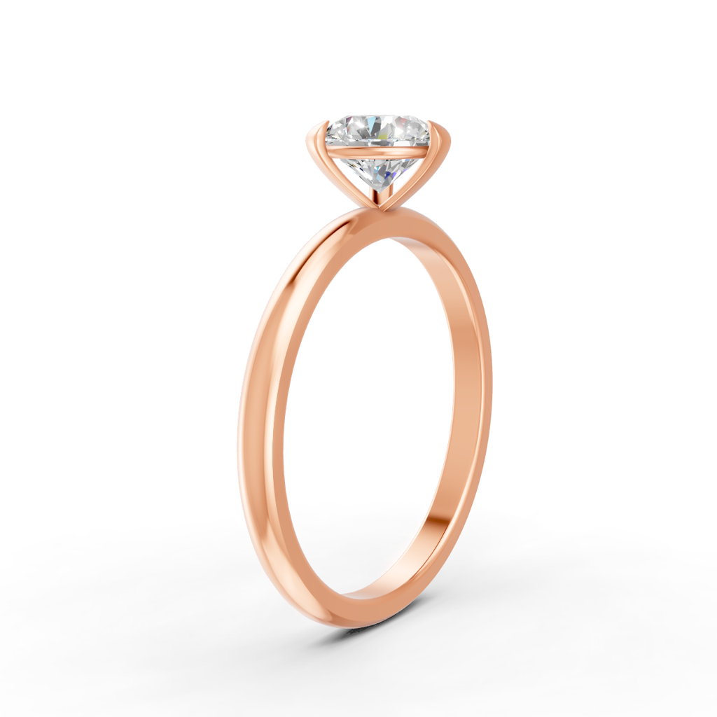 Round Cut Moissanite 3 Prong Solitaire Engagement Ring 14K Gold Plated : FJ_045