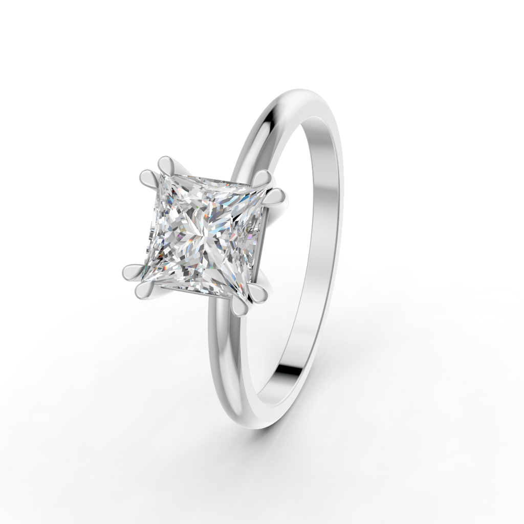 Oval Cut Real Moissanite 4 Double Prong Solitaire Ring 14K Gold Plated : FJ_066