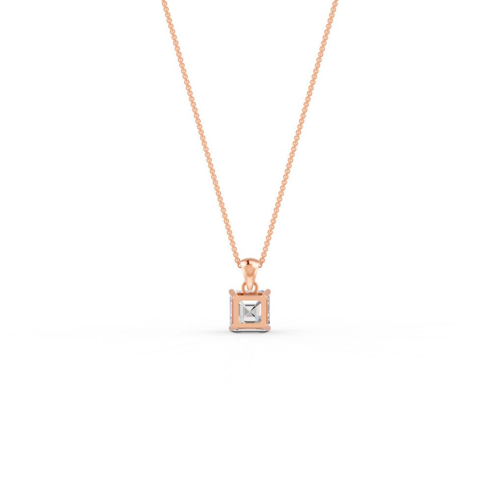 Asscher Cut Moissanite Solitaire Pendant Necklace In 14K Gold Plated : FJ_069