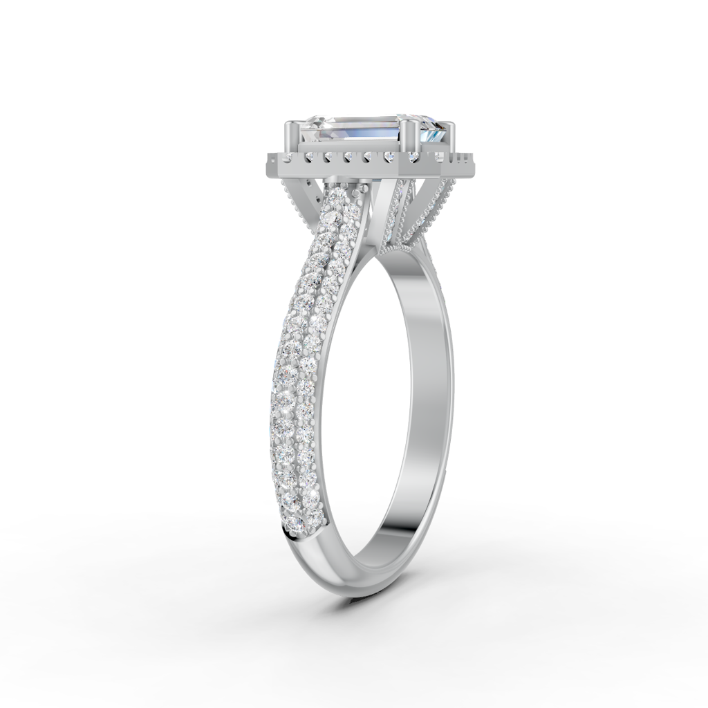 Princess Cut Moissanite Women Halo Engagement Ring 14K Gold Plated : FJ_083