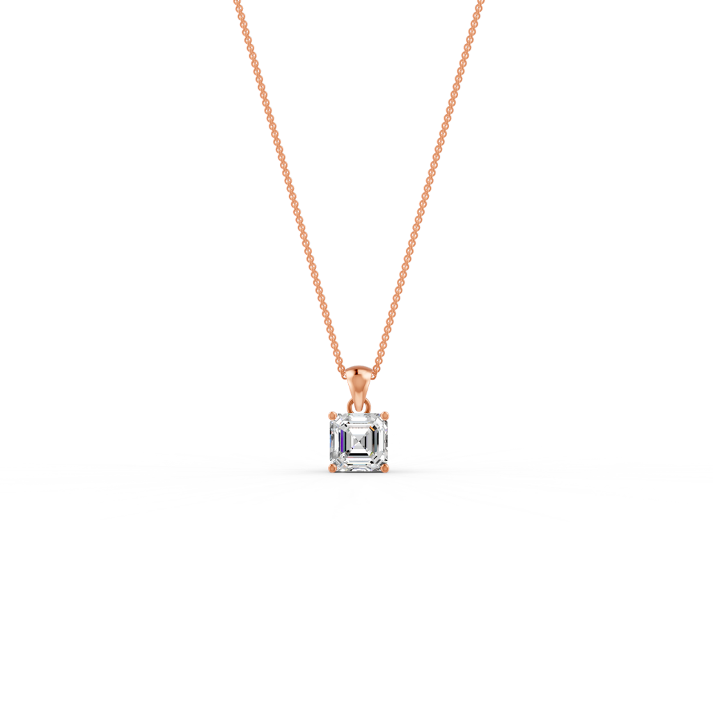 Asscher Cut Moissanite Solitaire Pendant Necklace In 14K Gold Plated : FJ_069