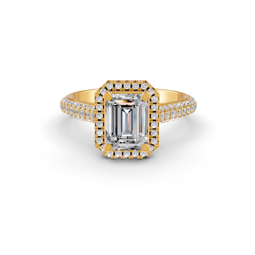 Princess Cut Moissanite Women Halo Engagement Ring 14K Gold Plated : FJ_083