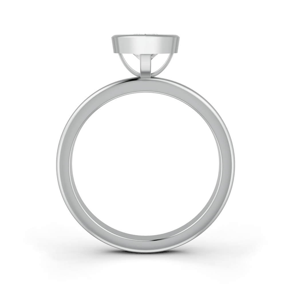 Pear Cut Real Moissanite Bezel Set Solitaire Ring 14K Gold Plated : FJ_034