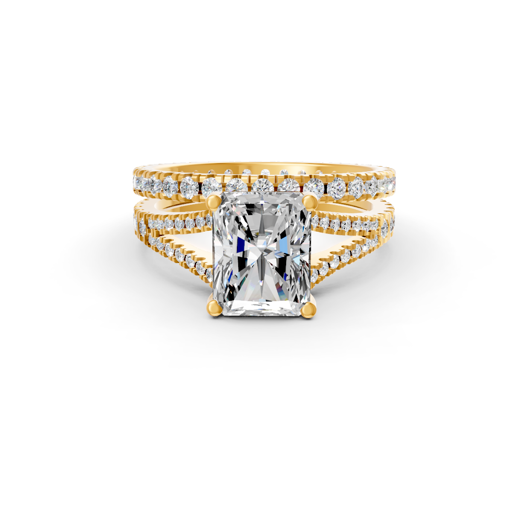 Radiant Cut Moissanite Women Bridal Engagement Ring Sets 14K Gold
