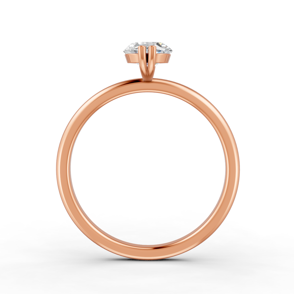 Oval Cut Real Moissanite Double Prong Solitaire Ring 14K Gold Plated : FJ_063