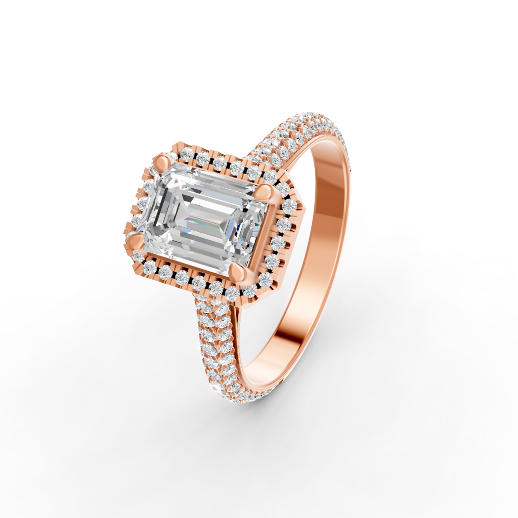 Princess Cut Moissanite Women Halo Engagement Ring 14K Gold Plated : FJ_083