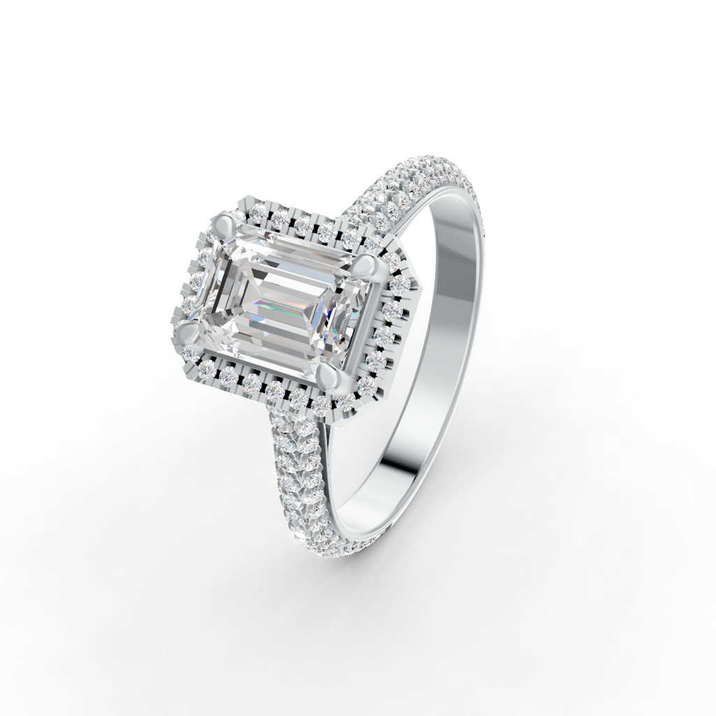 Princess Cut Moissanite Women Halo Engagement Ring 14K Gold Plated : FJ_083