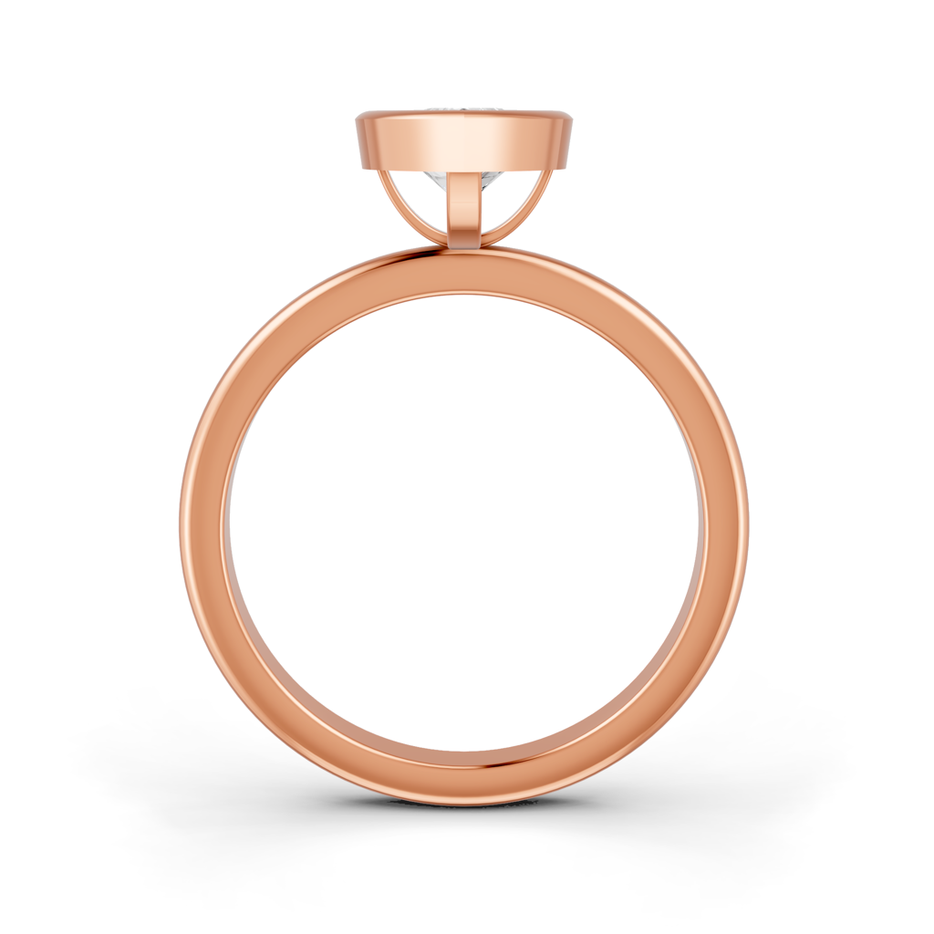 Pear Cut Real Moissanite Bezel Set Solitaire Ring 14K Gold Plated : FJ_034