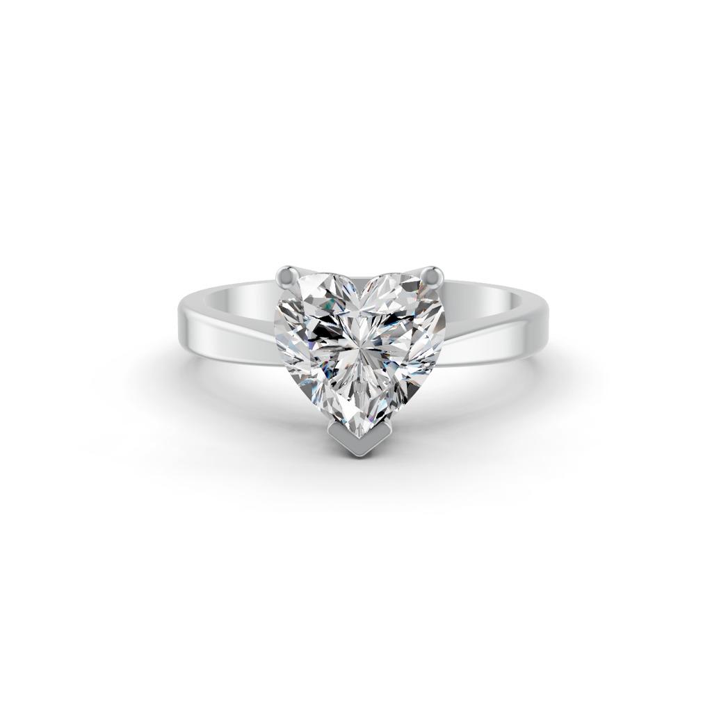 Heart Cut Real Moissanite V Prong Solitaire Ring 14K Gold Plated : FJ_058