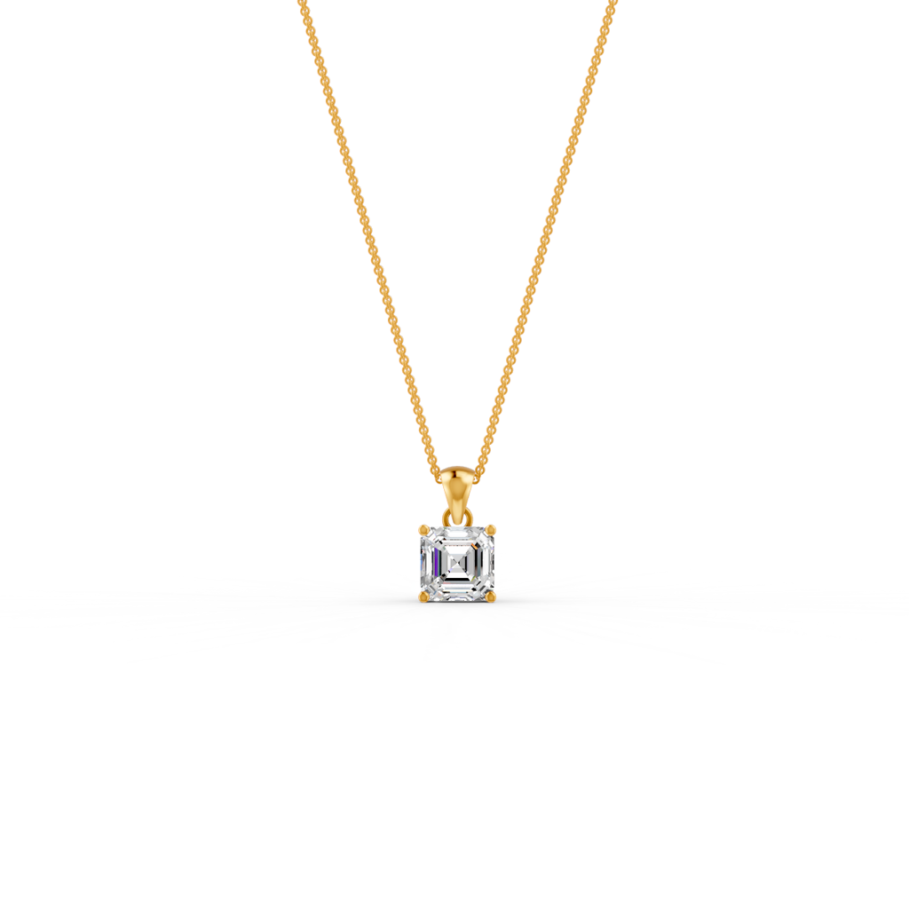 Asscher Cut Moissanite Solitaire Pendant Necklace In 14K Gold Plated : FJ_069