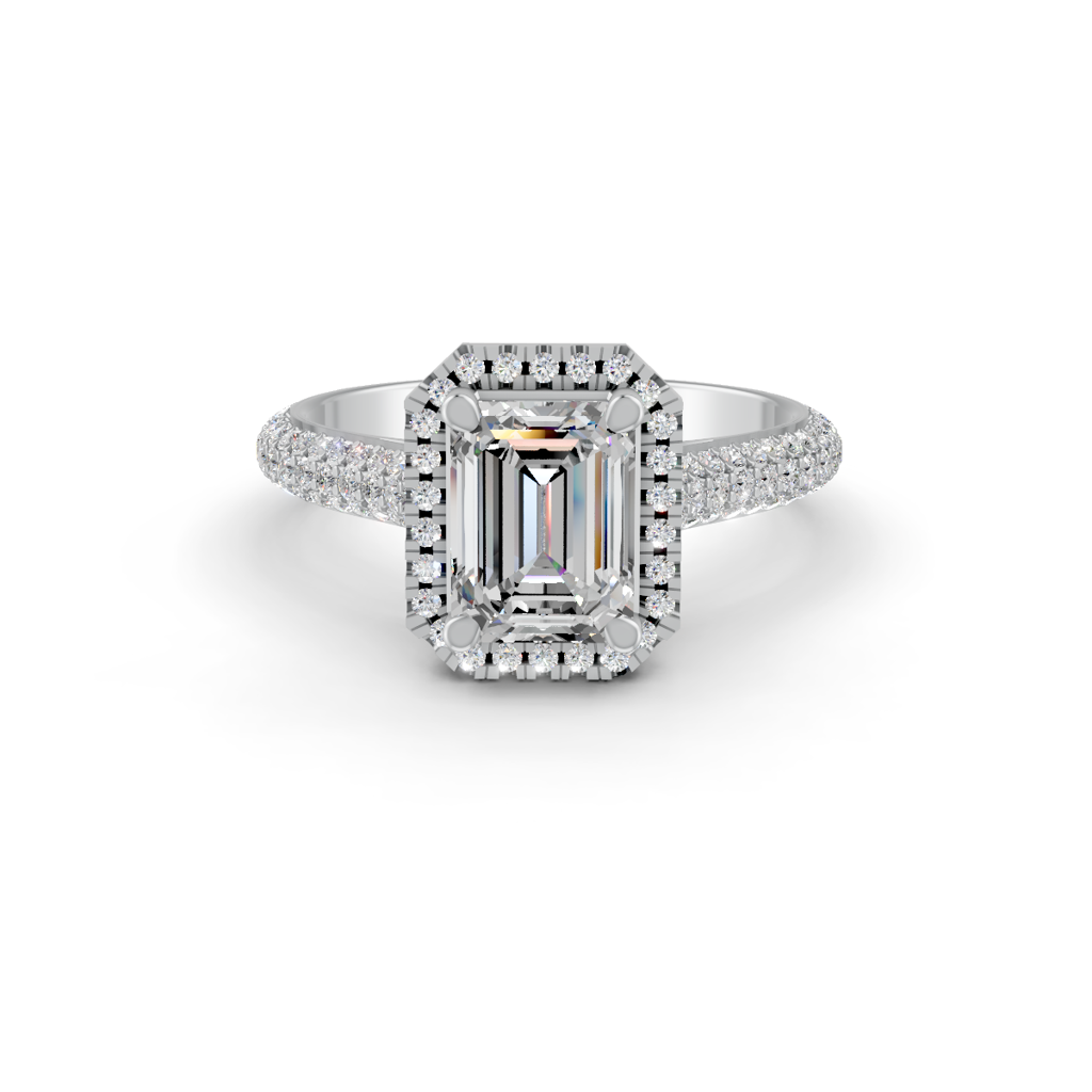 Princess Cut Moissanite Women Halo Engagement Ring 14K Gold Plated : FJ_083