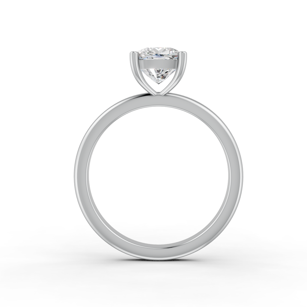 Cushion Cut Real Moissanite 4 Prong Solitaire Ring 14K Gold Plated : FJ_053