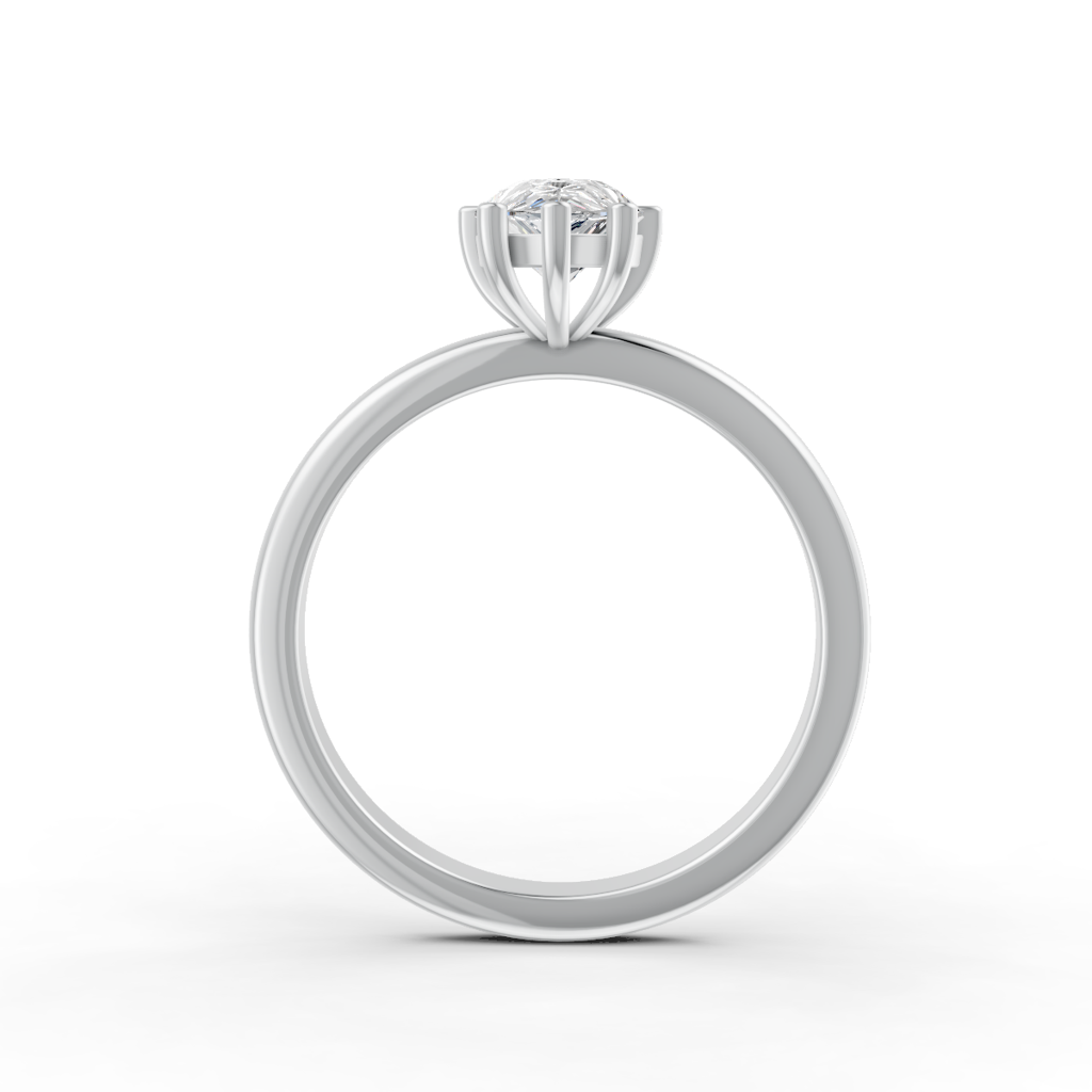 Pear Cut Real Moissanite 5 Prong Solitaire Ring 14K Gold Plated : FJ_048