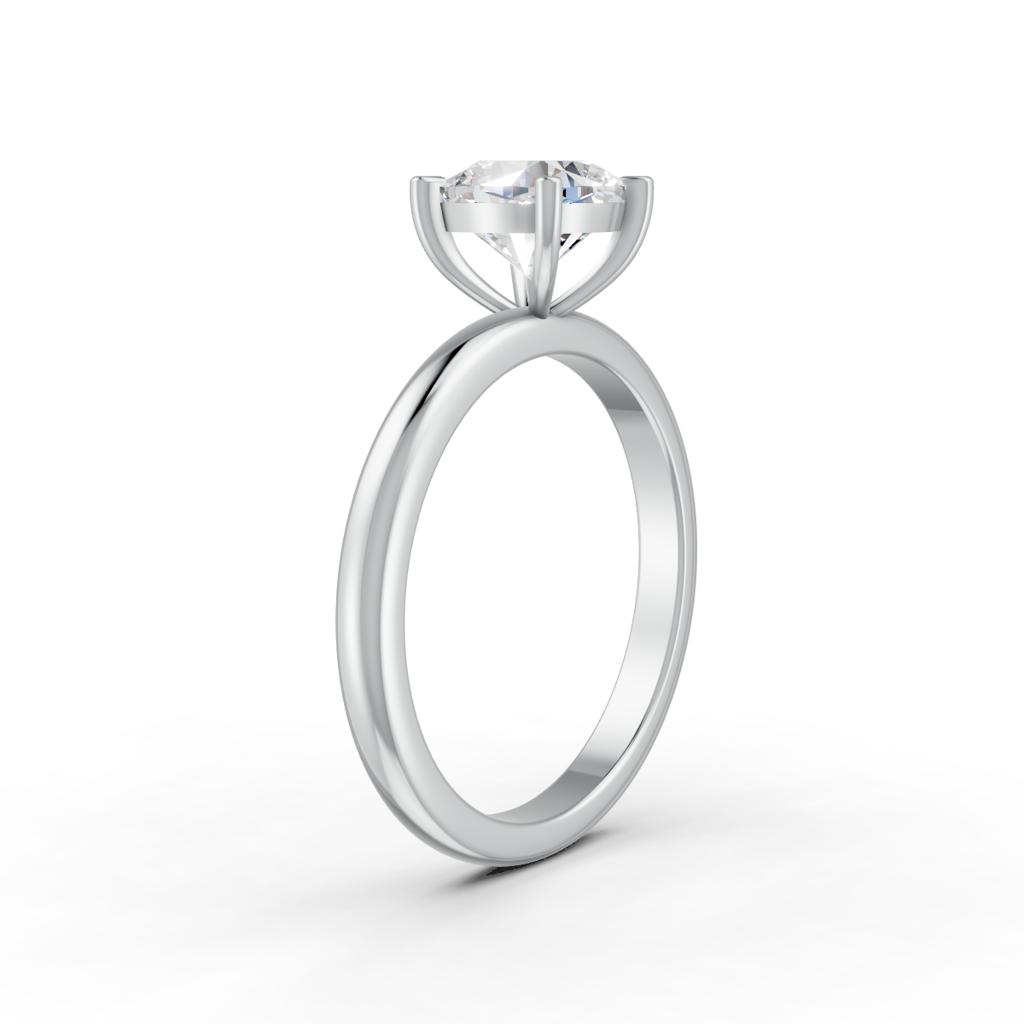 Cushion Cut Real Moissanite 4 Prong Solitaire Ring 14K Gold Plated : FJ_053