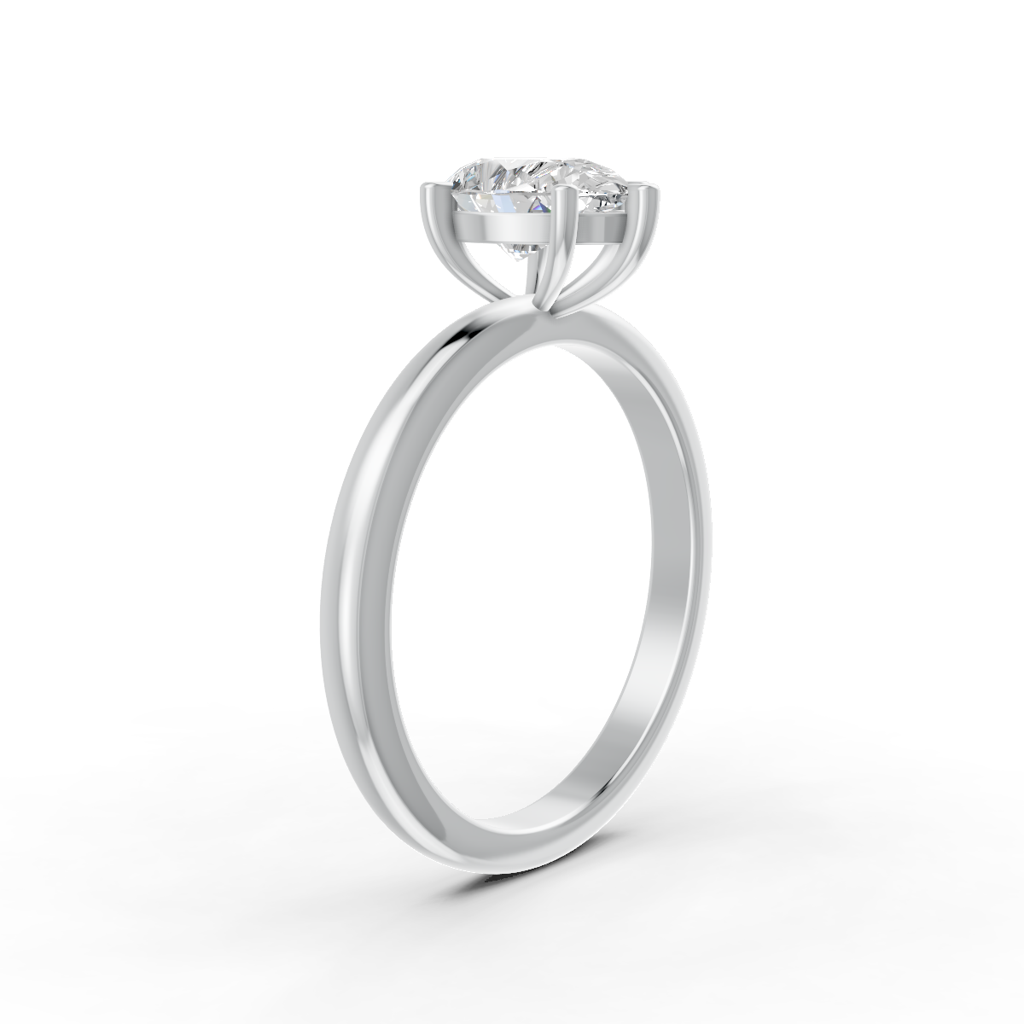 Pear Cut Real Moissanite 5 Prong Solitaire Ring 14K Gold Plated : FJ_048