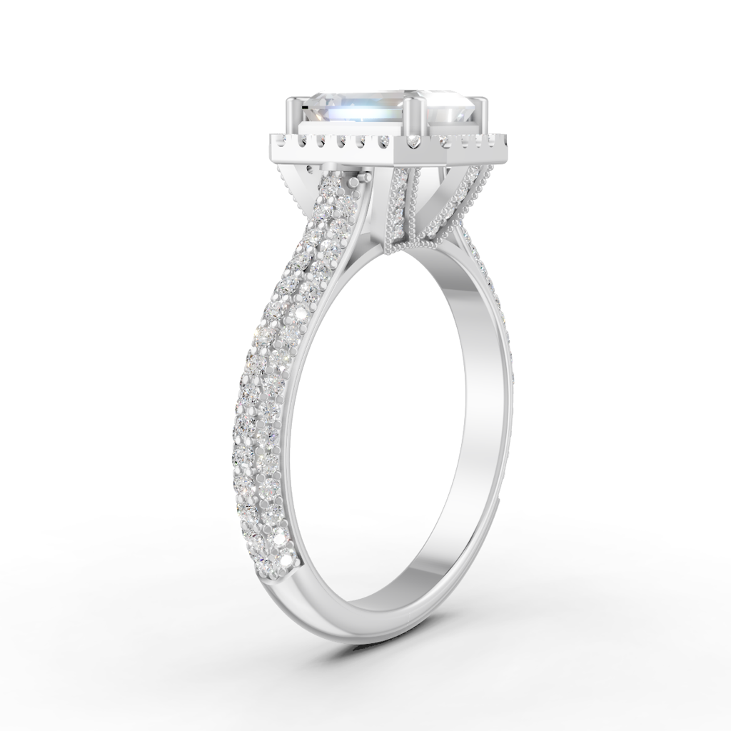 Princess Cut Moissanite Women Halo Engagement Ring 14K Gold Plated : FJ_083