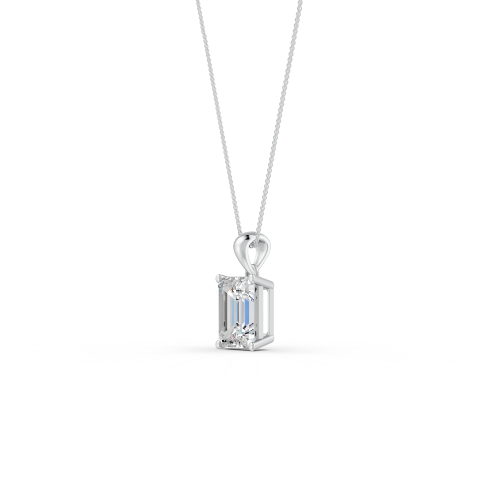 Emerald Cut Moissanite Solitaire Pendant Necklace In 14K Gold Plated : FJ_070