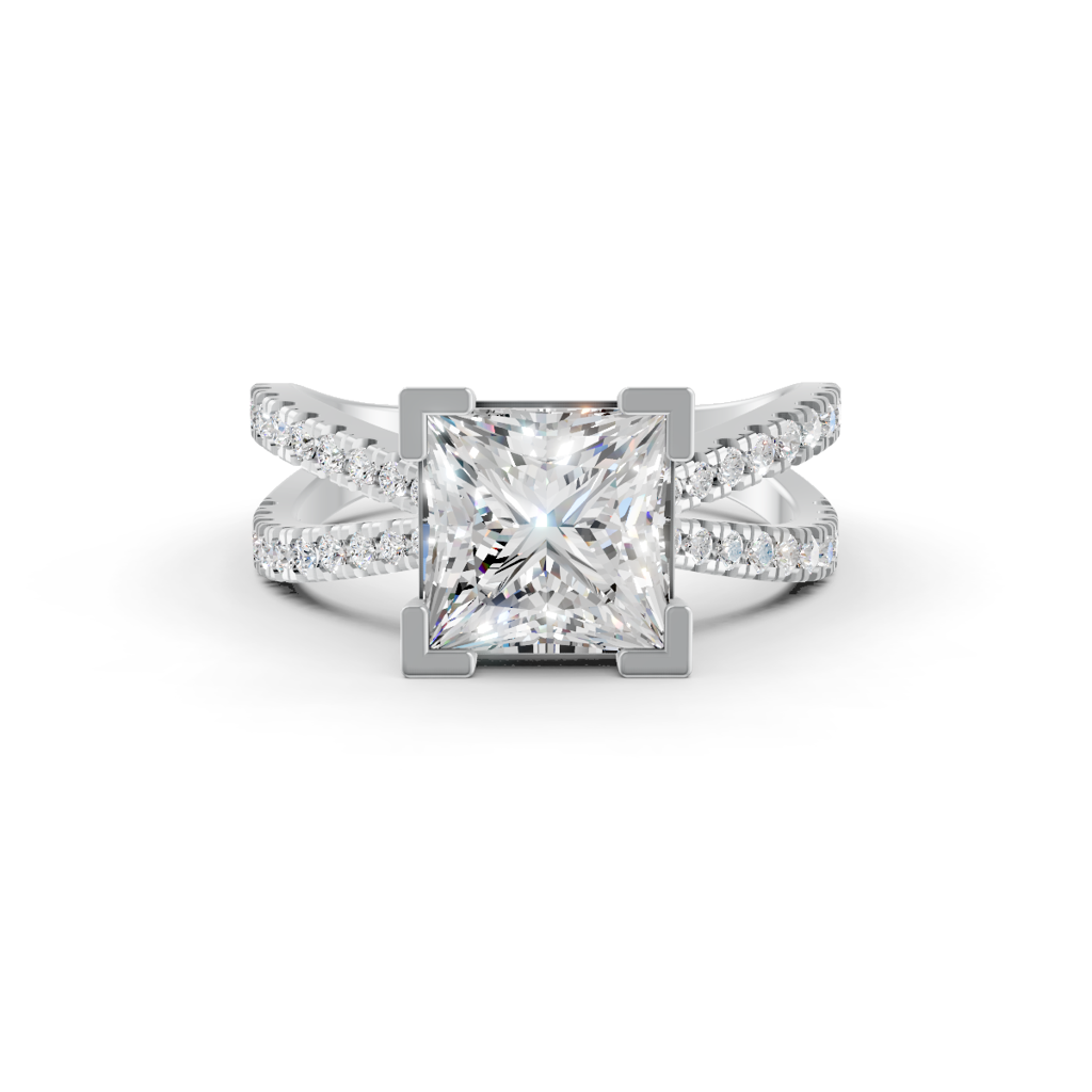 Princess Cut Moissanite Women Engagement Ring 14K Yellow Gold Plated : FJ_076