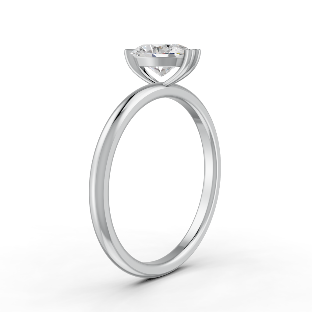Oval Cut Real Moissanite Double Prong Solitaire Ring 14K Gold Plated : FJ_063