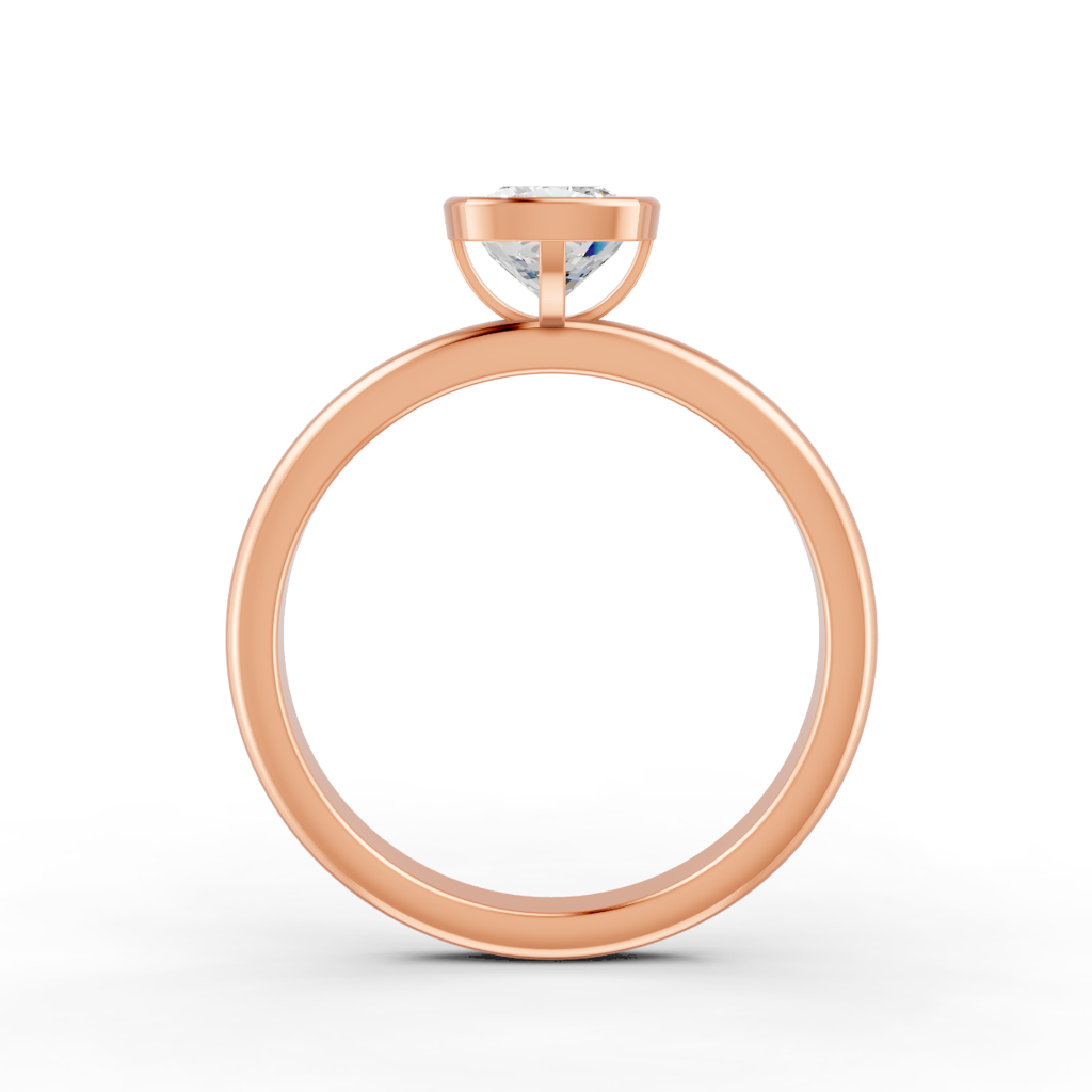 Cushion Cut Real Moissanite Bezel Set Solitaire Ring 14K Gold Plated : FJ_040