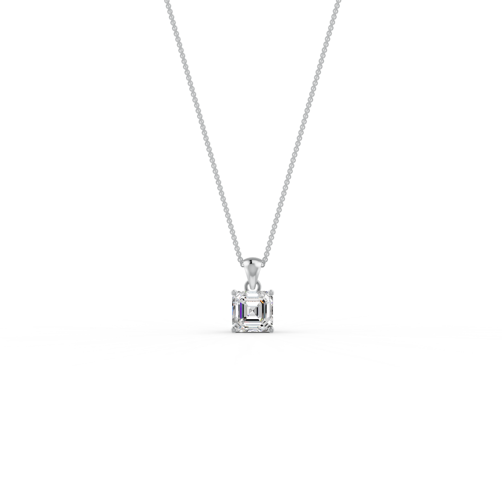 Asscher Cut Moissanite Solitaire Pendant Necklace In 14K Gold Plated : FJ_069