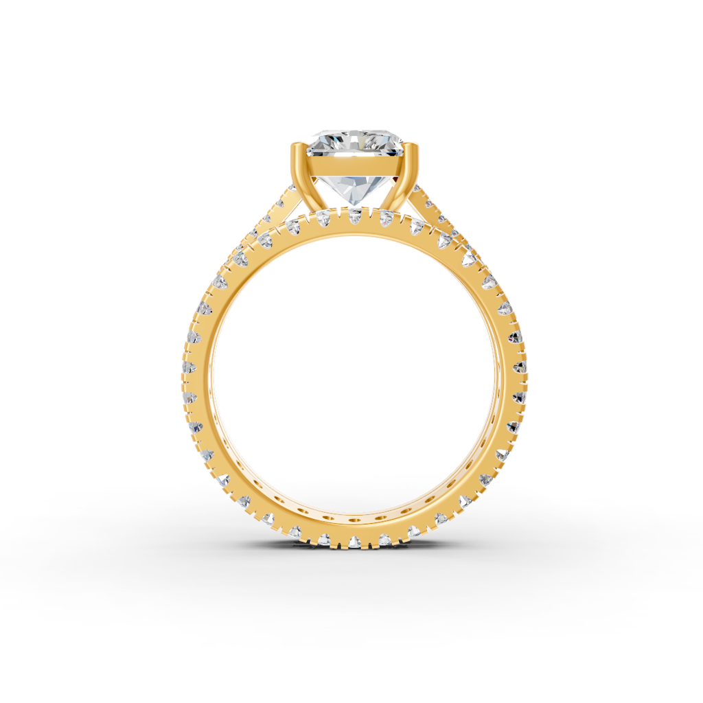 Radiant Cut Moissanite Women Bridal Engagement Ring Sets 14K Gold Plated : FJ_077