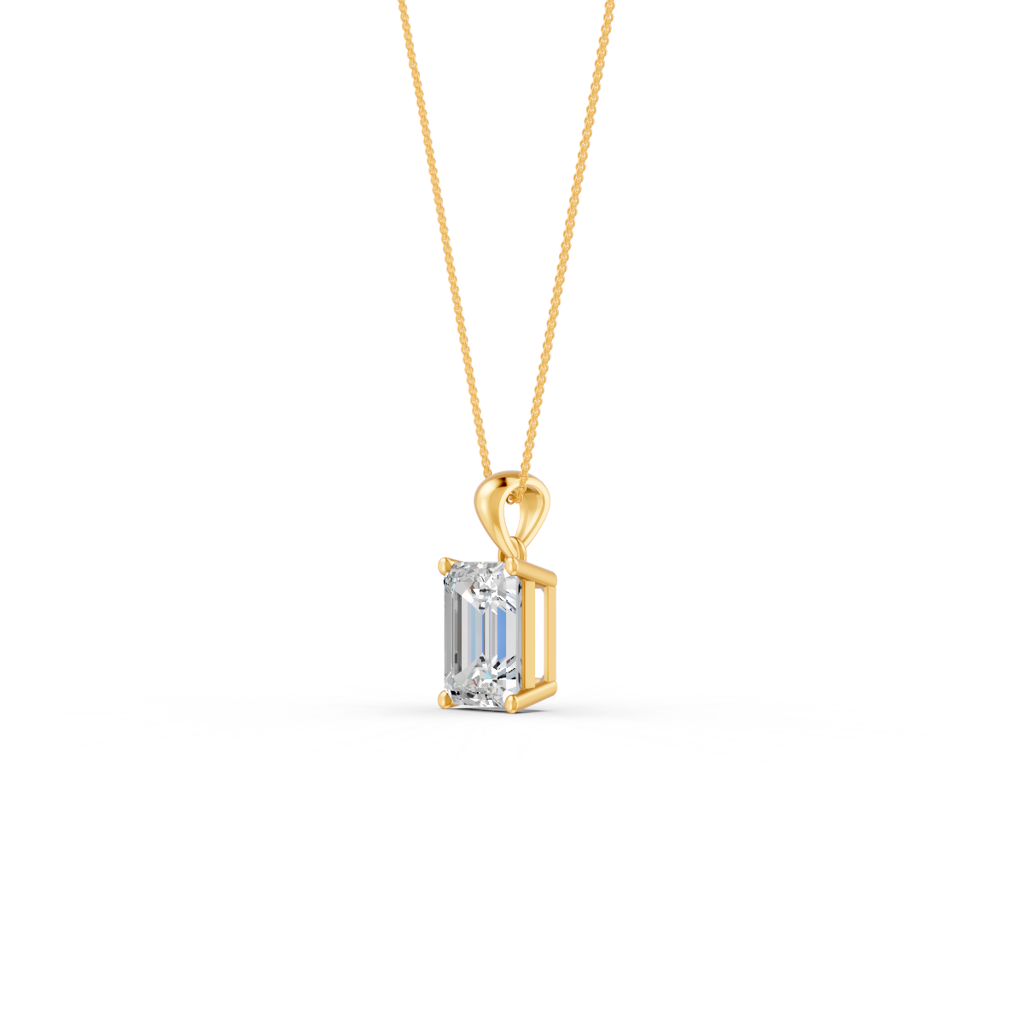 Emerald Cut Moissanite Solitaire Pendant Necklace In 14K Gold Plated : FJ_070