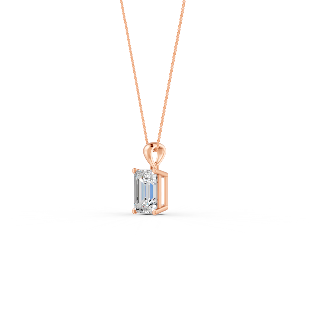 Emerald Cut Moissanite Solitaire Pendant Necklace In 14K Gold Plated : FJ_070