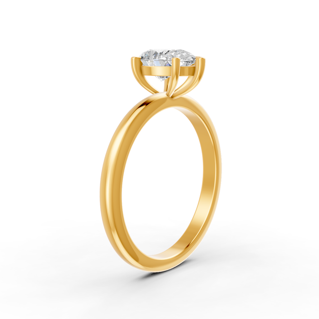 Pear Cut Real Moissanite 5 Prong Solitaire Ring 14K Gold Plated : FJ_048