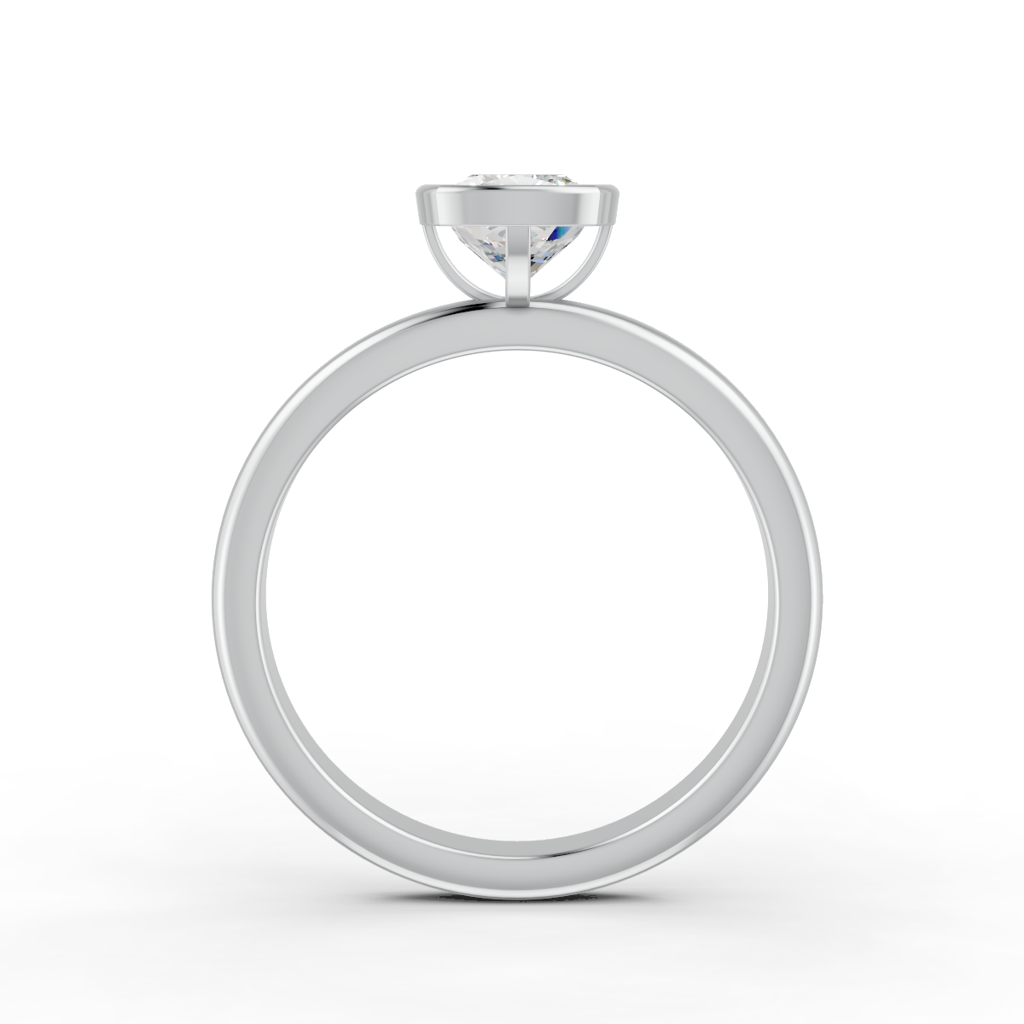 Cushion Cut Real Moissanite Bezel Set Solitaire Ring 14K Gold Plated : FJ_040