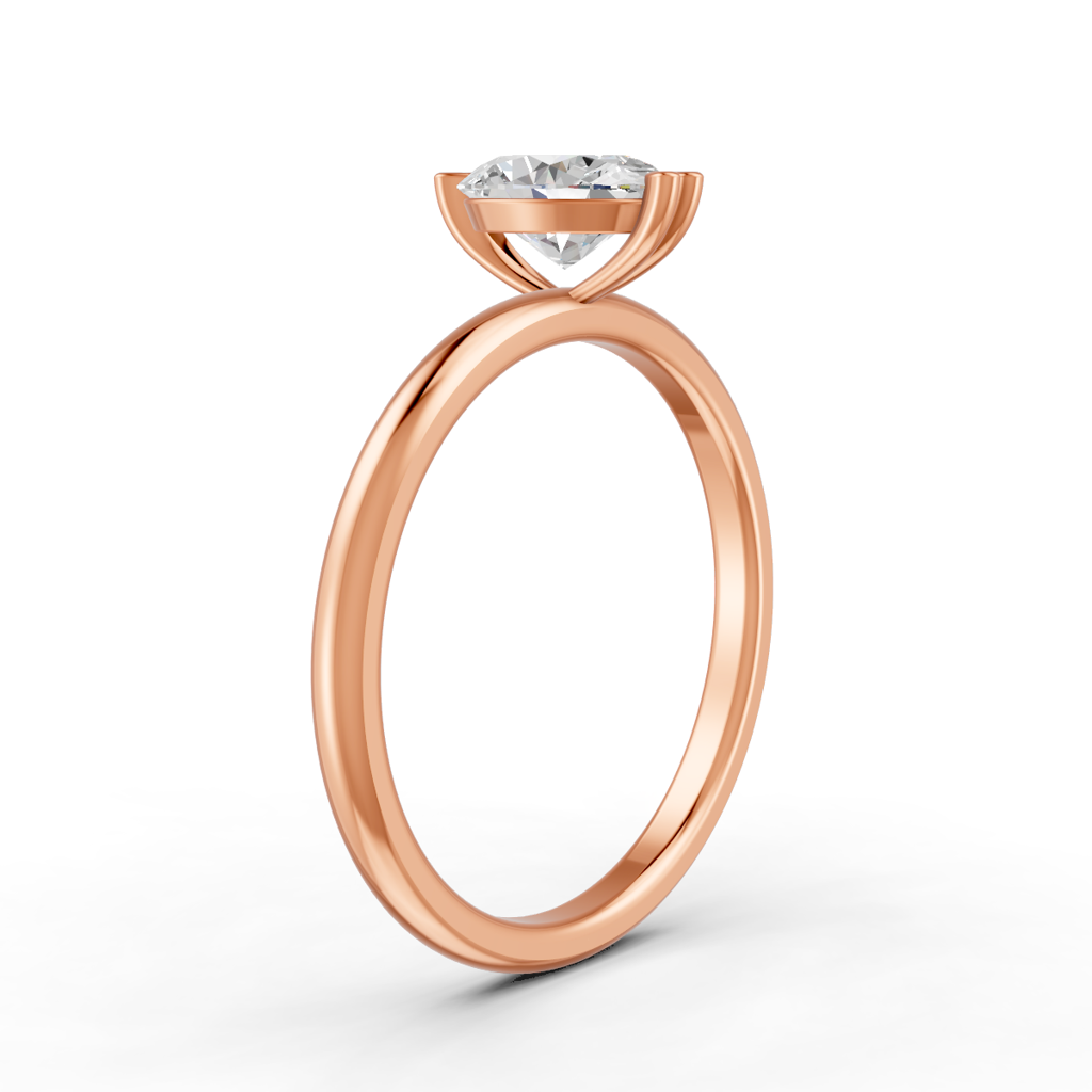 Oval Cut Real Moissanite Double Prong Solitaire Ring 14K Gold Plated : FJ_063