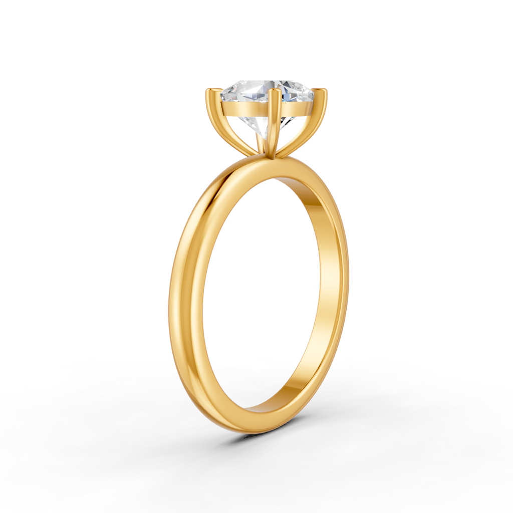 Cushion Cut Real Moissanite 4 Prong Solitaire Ring 14K Gold Plated : FJ_053