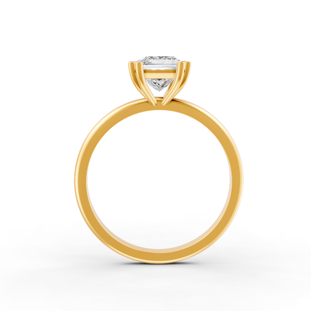 Oval Cut Real Moissanite 4 Double Prong Solitaire Ring 14K Gold Plated : FJ_066