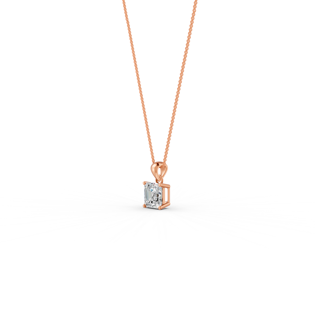 Asscher Cut Moissanite Solitaire Pendant Necklace In 14K Gold Plated : FJ_069