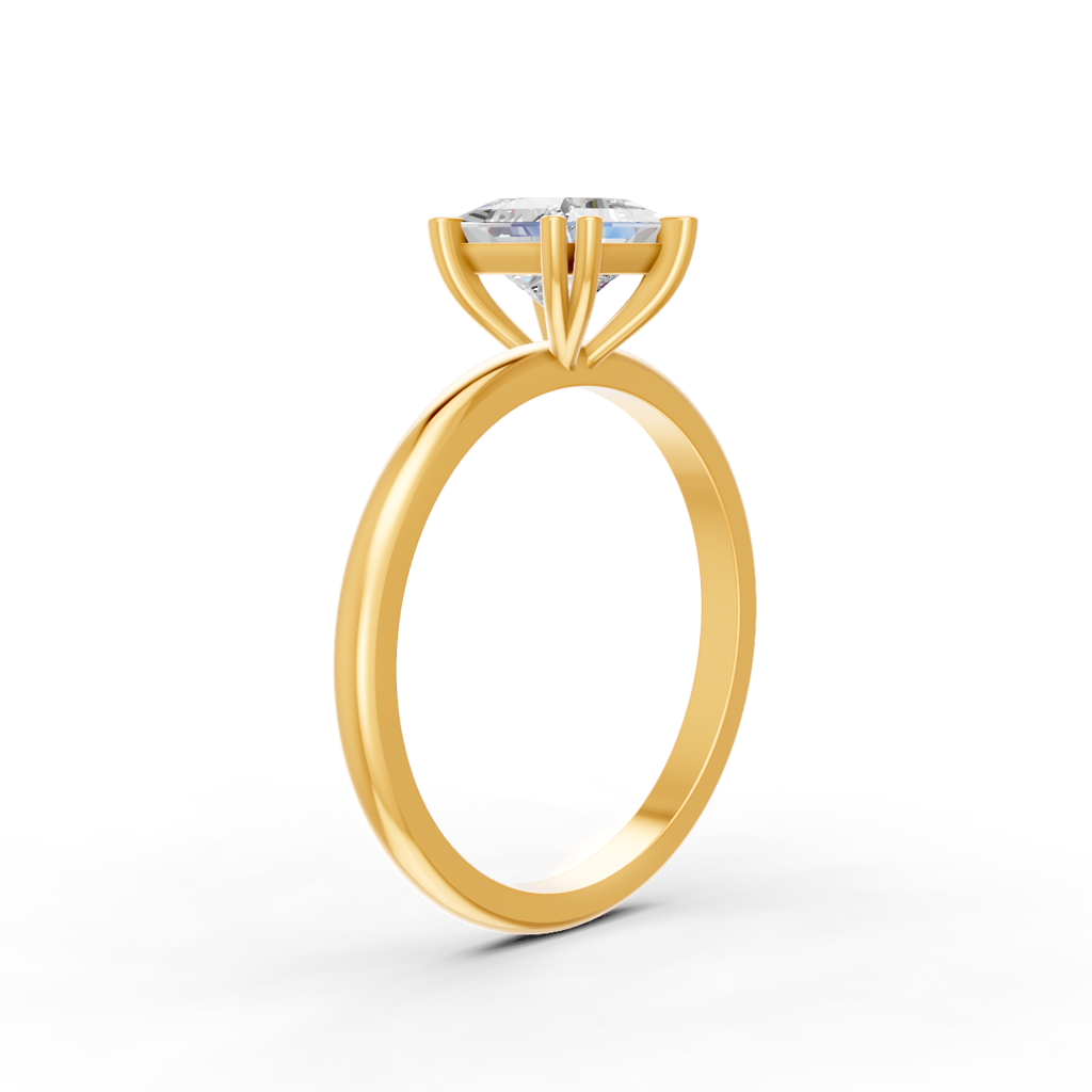 Oval Cut Real Moissanite 4 Double Prong Solitaire Ring 14K Gold Plated : FJ_066
