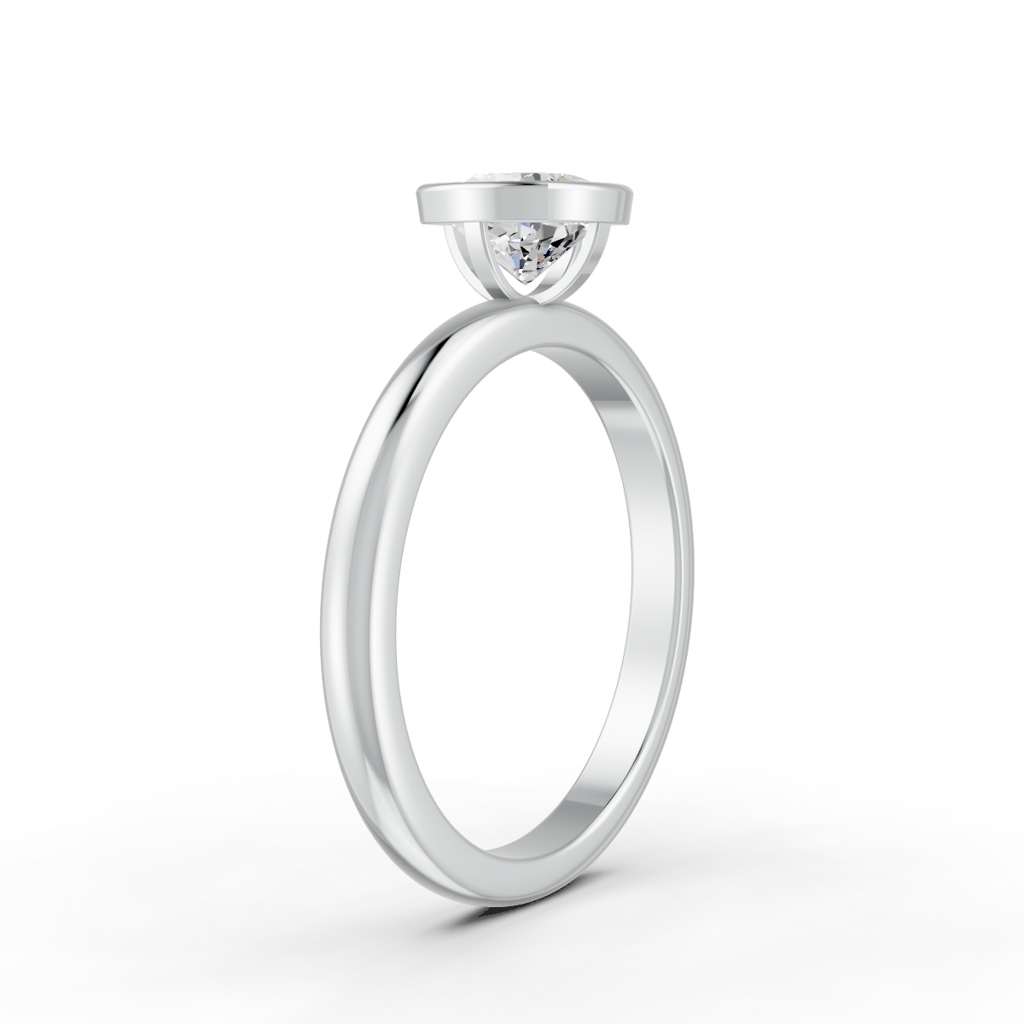 Cushion Cut Real Moissanite Bezel Set Solitaire Ring 14K Gold Plated : FJ_040