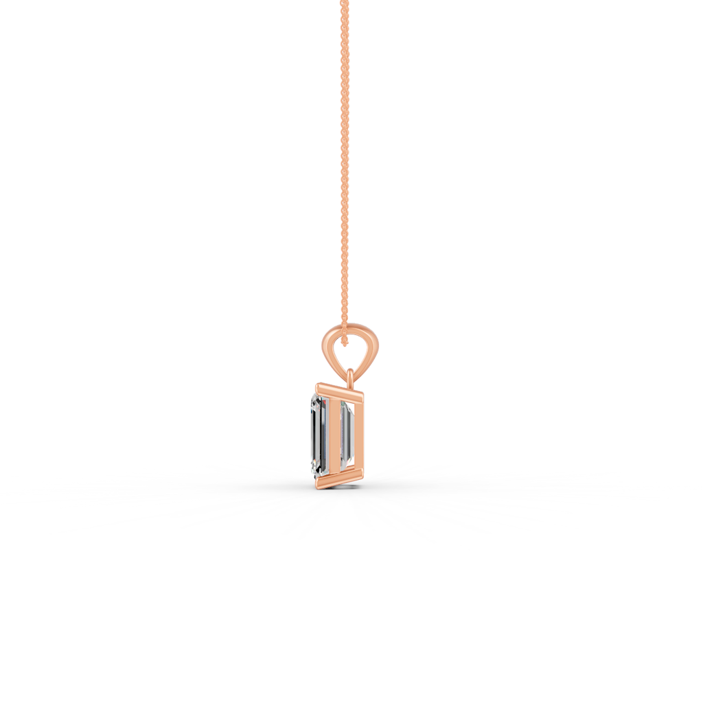 Emerald Cut Moissanite Solitaire Pendant Necklace In 14K Gold Plated : FJ_070